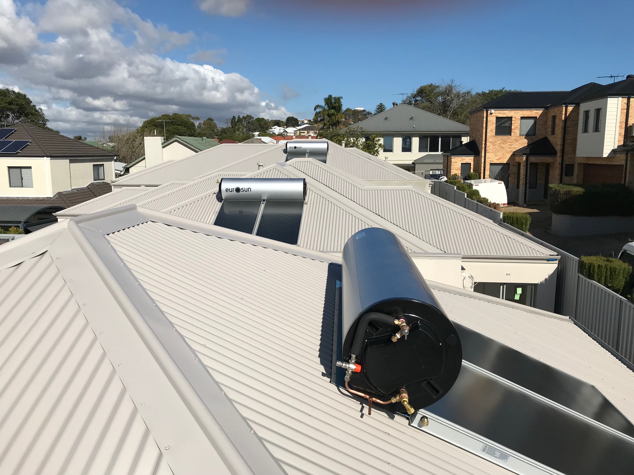Eurosun Solar Panels installed on roofs in Perth